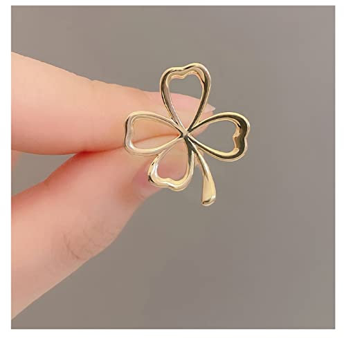 OWIEN Wedding Brooch Kleeblatt-Brosche mit 4 Blättern, Schmuck, ausgehöhlter Legierungs-Corsage-Glücksbringer für Frauen, Mädchen, Kleidung, Dekoration (Color : Gold, Size : 0.7 x 0.8)