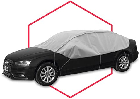 Autoabdeckung Halbgarage Wasserfest & Extrastark Atmungsaktive Autoplane Abdeckplane gegen Regen Schnee Wind UV-Strahlung Laub und Anderen Schmutz Autohülle, L Sedan L: 280-310cm / H: 75cm
