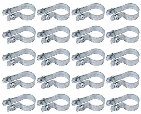 1-5/8 Fence Tension Band, VIVIDA Chain Link Fence Tension Band, Galvanized Steel, for 1-5/8 OD Post/Pipe, Bolts & Nuts Included, 20 PCS