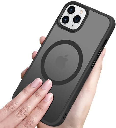 Gyizho Magnetische Schutzhülle für iPhone 11 Pro Hülle [3 FT Fallgetestet & kompatibel mit MagSafe] Durchscheinende Matte Rückseite, Anti-Fingerabdruck, Anti-Kratzer 5,8 Zoll, Schwarz