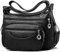 SHIFANQI Frauen Crossbody Tasche Leder Handtasche Leichte Schulter Geldbörse Leichte Messenger Bag Damen (Schwarz)