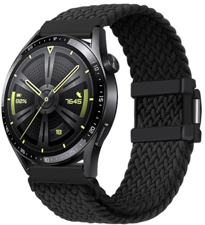 Coholl 22mm Nylon Magnetarmband, kompatibel mit Samsung Galaxy Watch 3 (45mm/44mm)/Uhr 46mm/Ear S3 Classic/Frontier/Huawei GT2/GT3, Nylon Armband Sport Ersatz Armband, 22mm (22mm, Black)