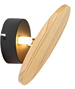 Qazqa Rustikal Landhaus Wandleuchte, Wandlampe - Pulley - Naturel, Rund, Holz, max. 40W, Geeignet für LED, 2-flammig, 20cm, Ideal als Flur und Wohnzimmerlampe