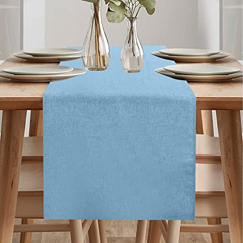 Tischläufer Modern, Wasserdicht Läufer Tisch, Tischläufer Frühling Modern, Grün Läufer für Draussen Balkon Drinnen Party Dekoration (Hellblau, 40 x 180 cm)