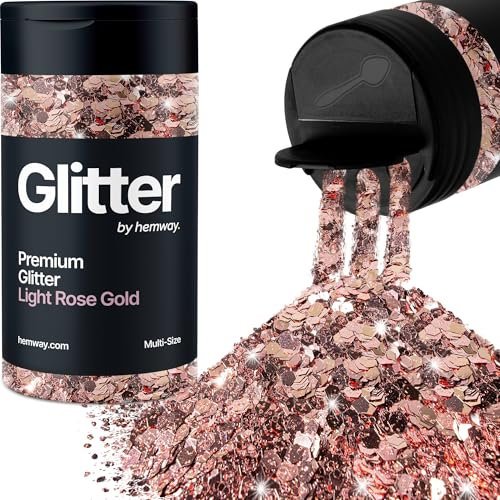 Hemway Premium Glitter Shaker - Light Rose Gold | 120g Multi Size Metallic Flake Sequins for Resin & Epoxy Crafts | Craft Supplies for Tumblers, Festival, Hair, Face, Body, Eye & Nail Art