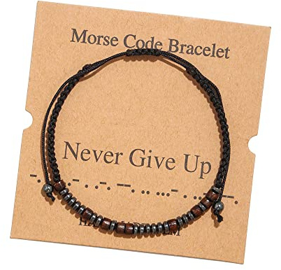 RINTOLER Morsecode Armband für Damen und Herren, Geschenk für die beste Freundin, inspirierendes Armband für Frauen, verstellbares Armband aus Seidenperlen