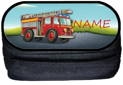 Maus-Design Stifteetui Stiftebox mit Name Feuerwehr | Personalisiert, Schriftartwahl