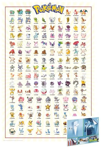 Pokemon - Poster (Kanto Region 001-151 verschiedene Pokemon) (Größe: 61 x 91,5cm) (Poster & Poster Strips)