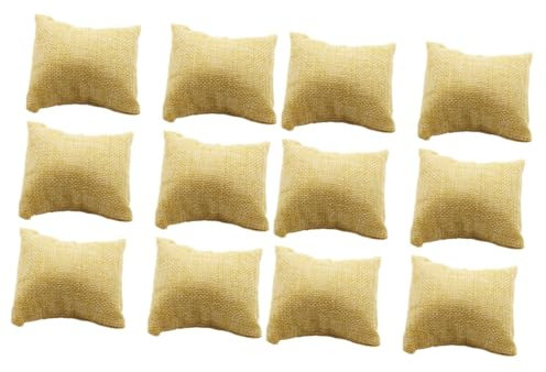 Warmhm 12 STK Uhrenkissen Armreif-displaykissen Überwurf Aus Kunstleder Ringetuis Kissen Aus Baumwolle Quadratischer Ständer Kettenanzeigekissen Mini Armbandhalter Hanfimitat Bonbon-typ
