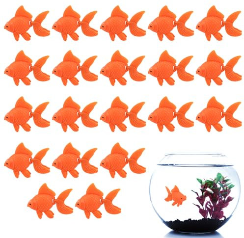 Bekecidi 20 Stück Aquarium-Dekorationen, künstliche bewegliche Fische, Kunststofffische, schwimmende Fische, niedliche Goldfisch-Ornamente, Mini Aquarium Dekorationen für Seifenblasenlampe