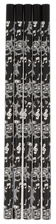 Musikboutique, schwarze Bleistifte mit magnetischem Kopf, verschiedene Instrumente, 5er-Packung (Schlagzeug)