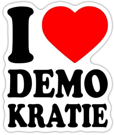 Spreadshirt I Love Demokratie Herz Sticker Aufkleber, 10 x 10 cm, Mattweiß