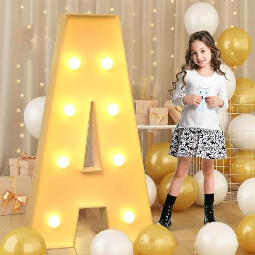 100cm-3.3ft Giant LED Light Up Letter A, Mosaic Marquee Light Up Sign, LED Letters Lamps for Valentine's Day Birthday Christmas New Year