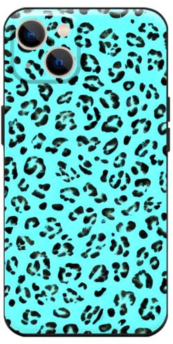 Berkin Arts Compatible with iPhone 13 Mini Case Silicone Cover Leopard Print Teal Blue Creative Wildlife Pattern