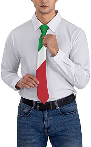 Oudrspo Italien-Flagge, italienisches Emblem, gestreifte Krawatte, Herren-Krawatten, Herren-Party-Business-Krawatten, weiche Skil-Krawatte