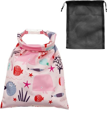 ZBHDEYG 1 pièce poisson rose, 1 poche en filet noir, sac à langer en tissu, sac nasal de natation, séparation humide et sèche, combinaison en néoprène, sac à main, natation, Rose, Sac à main