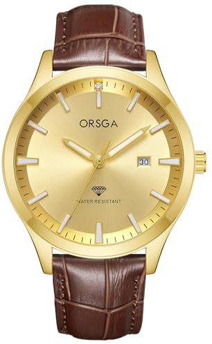 CIVO Uhren Herren Lederarmband Armbanduhr: Braun Leder Herrenuhr Analog Quarz - Gold Ziffernblatt Männer Uhr mit Datum