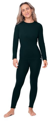 DANISH ENDURANCE Damen Merino Thermounterwäsche, Premium Skiunterwäsche, Funktionsunterwäsche Set, Warm & Atmungsaktiv, Merino Unterwäsche, Dunkelgrün, M