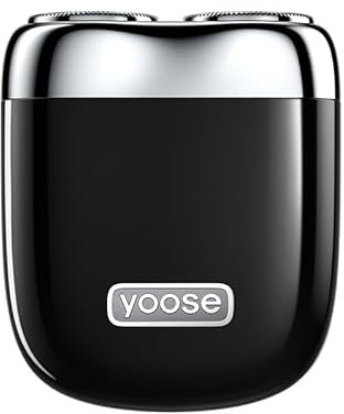 yoose Mini Shaver, Portable Alloy Electric Razor for Men IPX7 Waterproof, Cordless USB-C Rechargeable Electric Razor for Home or Travel with Battery Indicator, Black