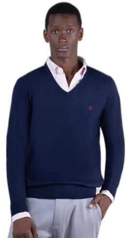 El Ganso Jersey Cuello Pico Coderas Marino