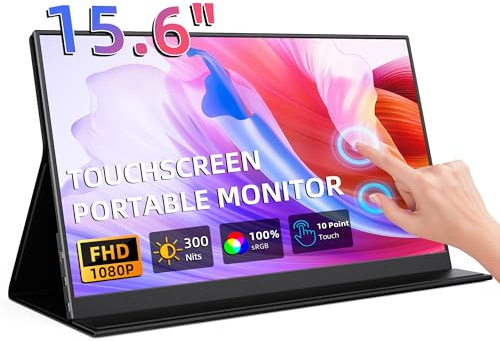 Pornitor Mini HDMI/USB-C 15.6 1080P Dual Speaker portatile IPS Touch Screen con custodia protettiva per Switch, PS4/5, laptop e telefono