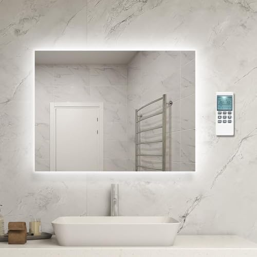 byecold Heated Mirror Infrared Heating Panel (800 x 600) | 450w | Smart Mirror Heater with LED Light | Built in Thermostat- Remote Control