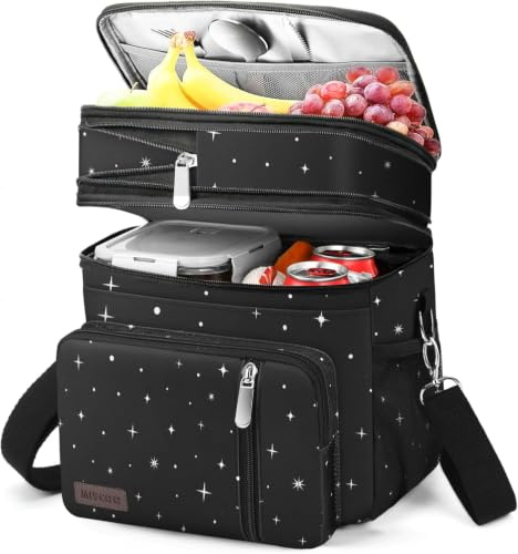 MIYCOO – Bolso de almuerzo y lonchera para mujeres y hombres, bolsa de almuerzo grande con aislamiento doble, estilo hielera, a prueba de fugas, para camping, trabajo, playa, picnic, viaje (cielo