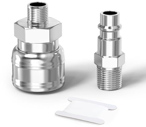 ERGAOBOY 1 ensemble de coupleur d'air pneumatique et kit de prise de raccords, adaptateur fileté mâle BSP 6,35 mm BSP 3 en 1 raccords industriels haut débit