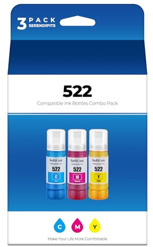 522 Tintenflaschen-Farb-Kombi-Pack ET-2800 ET-2400 ET-4800 ET2800 Ersatz für Epson 522 Tinten-Nachfüllflasche Farbe für Ecotank ET-2803 ET-2840 ET-2720 ET-4700 ET-4810 2400 Drucker (Cy)