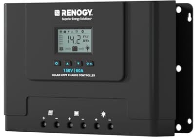 Renogy 60A MPPT Solar Charge Controller 12V/24V/36V/48V Auto, 150V Maximum Solar Input, for Gel Sealed Flooded and Lithium Battery, Rover Lite 60A
