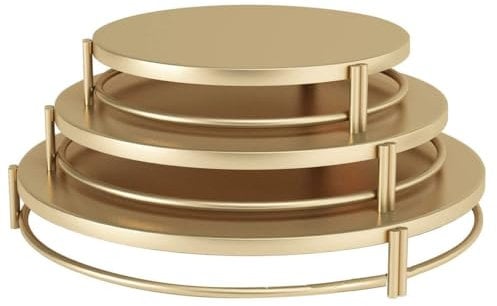 Ynzeyx Goldener Tortenständer, 3Pcs Metall Kuchenständer Cupcake Halter für Partys, Keks Dessert Tellerständer Serviertablett für Hochzeiten, Babypartys und Teepartys