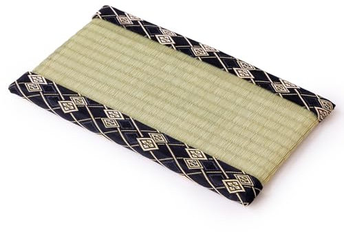 Asayu Mini-Tatami-Matte aus echtem Igusa-Binsengras, hergestellt in Japan, ideal für Bonsai, Puppenständer, Untersetzer oder Räucherstäbchenhalter (Schwarz)