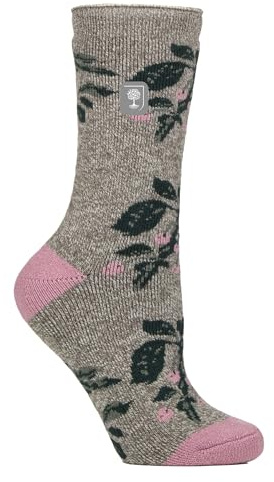 HEAT HOLDERS Womens Thermal Socks Lite | Thin Floral Patterned Fleece Lined Socks 4-7 UK