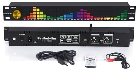 Decibelvibe TNZ SGE6 – Audio-Grafik-Equalizer mit Eingang / Ausgang RCA-Klinke 3,5, kabelloser Eingang über ein integriertes Mikrofon, USB- und Bluetooth-Eingang, Audio-Vorverstärker für