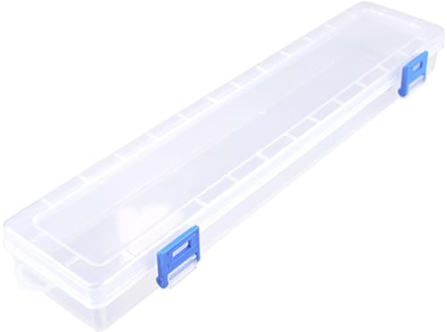 Ulawellor Pinsel Aufbewahrungsbox Kunststoff Transparent | 33 x 7,5 x 3,5 cm, Klappdeckel, Doppelter Schnallenverschluss, Wasser- und Staubdicht, für Stifte Scheren Kosmetik