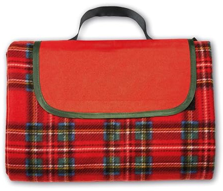 EASY HOME Couverture de pique-nique, imperméable à carreaux, plaid pique-nique, dos imperméable, face en polaire, tartan, 130 x 160 cm (rouge)