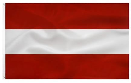 Bandiera austriaca 90 x 150 cm – Bandiera Austria Poliestere Colori vivaci con occhielli in ottone Austrian Flag
