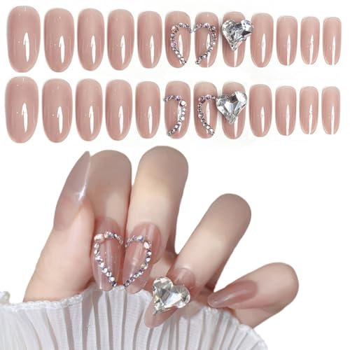 PEXIVOZ 24 Pièces Faux Ongles,Faux Ongles avec Colle Souple,Légers,Confortables et Réutilisables,Ensemble d'ongles en Gel Kawaii,Cadeau pour Filles,avec Colle (Couleur)