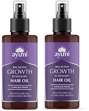 Ayumi Rosemary Hair Growth Oil | Anti- Hair Loss Treatment for Women & Men | Hair Oil Bottle with Coconut Oil | Amla Hair Oil for Dry Hair | Organic Castor Oil for Hair Care | 2 x 100 ml