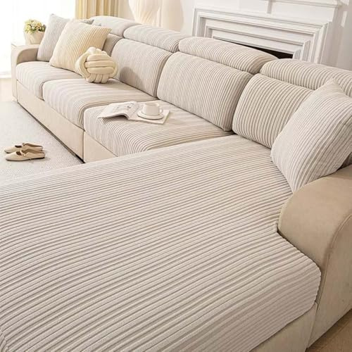 AHYBE Sofabezug Stretch Sitzkissenbezug 3/2/4 Sitzer Sofa Überzug Indoor/Outdoor Couch Überwurfdecke Sofaschoner Dunkelgrau Sofaüberwurf,Elastischer Bezug Cover Für L Form(C,135-165cm)