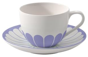 Villeroy & Boch - Fleur Bleu Kaffeetasse mit Untertasse, 160 ml, Tasse mit Blumenmuster für Kaffee oder Tee, Spülmaschinenfest & Mikrowellensicher, Premium Porzellan, Blau