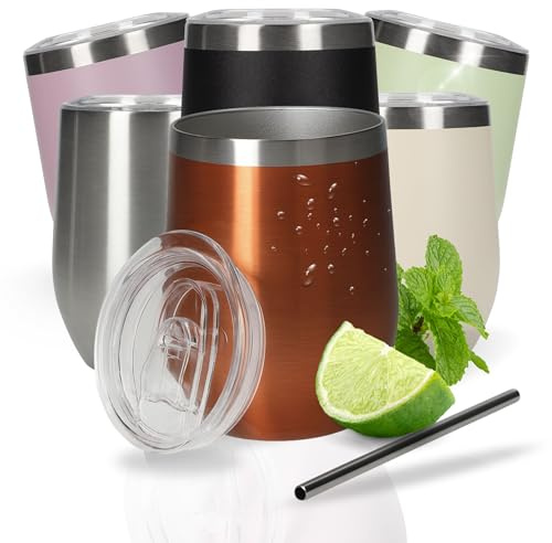 Weinbecher 350 ml 'Vinova' - doppelwandiger Edelstahlbecher hält lange kalt | Campingbecher, stapelbar, bruchsicher, Outdoor, Festival, leicht, praktisch