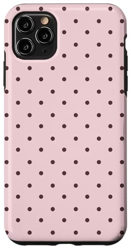 Minimalist Cute Soft Light Pink And Brown Polka Dot Pattern Case for iPhone 11 Pro Max