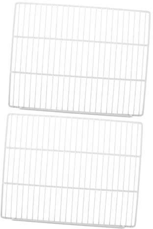 Kühlschrank Drahtregal Organizer 2 Stück für Kühlschrank und Gefrierschrank | Weiß Beschichtet, Universell Passend, Belüftetes Design, Einfache Montage, Platzsparende Einteilung