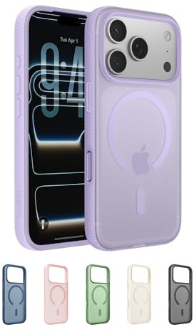 Belkin SheerForce Grip MagSafe Compatible iPhone 17 Pro Case with Slim Design & Anti-Slip Side Lines - Magnetic, Transparent, & Shockproof Protective iPhone Case - Lavender