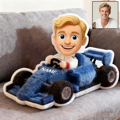 XIAO.Z Cartoon Foto Stil Rennwagen Kissen, persönlicher Name Cartoon Foto Bild niedliche Rennwagen geformte dekorative werfen Kissen Abdeckungen Fall Sofa Schlafzimmer Dekor