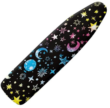 BüGelbrettbezug füR DampfbüGelstation 110x30cm Blaue Sterne Und Gelbe Sterne BüGelbrett Bezug Rundum-Elastikband, KlettverschlüSse, Ironing Board Cover,Schnelles Und Einfaches BüGeln