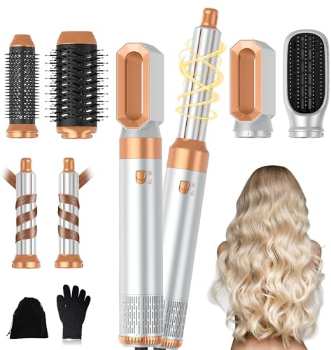 Hairstyler 6 in 1 Airbrush Haarstyler | Air Styler Set für Alle Haartypen | 1000W Rundbürstenföhn, Air Curler, Warmluftbürste, Föhnbürste, Haartrockner, Glättbürste
