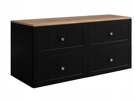 Rodan Moderne Möbel - Schrank Gold Craft Oak, Schwarz - Möbelstück - Bastelregal – Bastelplatte 60cm + 60 cm + 120 cm