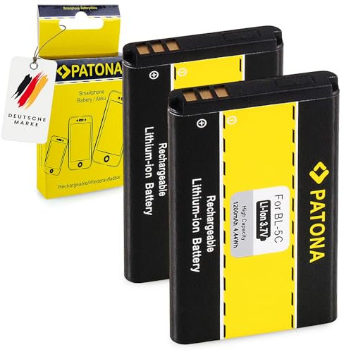 PATONA 2X Akku Ersatz für Nokia BL-5C BL-5CA BL-5CB BL-6C Batterie Kompatibel mit Nokia 7600 6820 6680 6555 3100